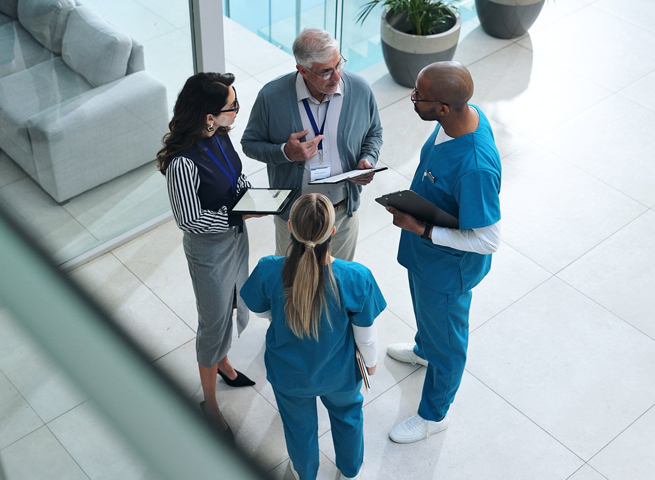 Clinical team reviewing imaging data for oncology coordination